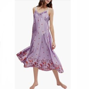 Free People On My Own Floral Satin Nightgown Dress - Size XS
